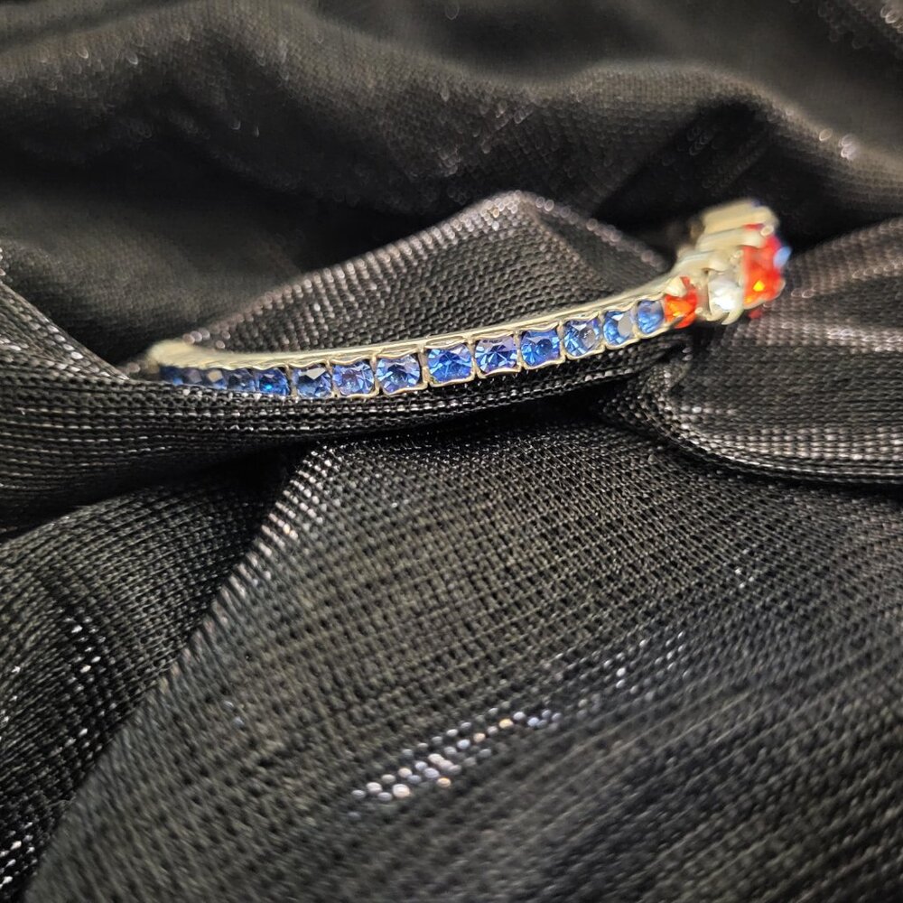 Women's Swarovski Orange, Blue, Clear Crystal Cuff Bracelet - Gators! - Picture 4 of 7